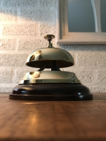 Hotel desk bell wood-brass, beautiful sound!!