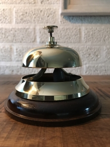 Hotel desk bell wood-brass, beautiful sound!!