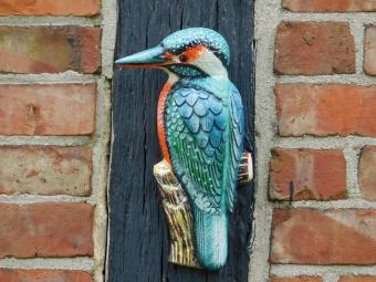 Eisvogel in Farbe - 27 cm - Gusseisen - Wanddekoration