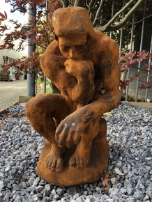 1 Sculptuur - gietijzeren beeld, de denker, geweldig mooi beeld!!