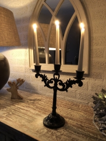 Candlestick 3-armed cast iron, black, super beautiful!!