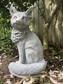 Fox, stone statue, fox animal figures, fox garden statues., stone white