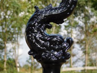 Mystical Fish Lamppost with Brass Cap – 100 cm - Black, Aluminium, Brass, Copper