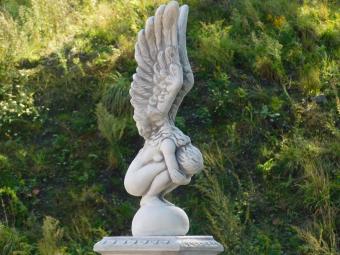 Kneeling Angel on English Pedestal - 140 cm - Stone