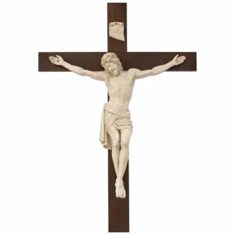 Antique crucifix INRI with Jesus – monumental wall sculpture – 300 cm