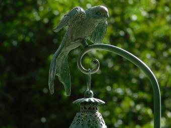 Metal Lantern with Stand and Bird – 60 cm - Retro Outdoor Lantern