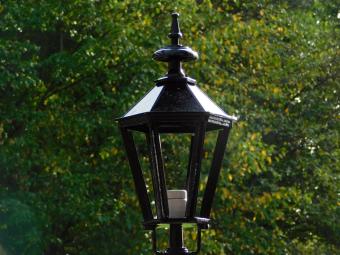 Klassieke Staande Buitenlamp met Franse Lelie - 102 cm - Zwart - Alu