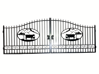 Landhaus-Tor „Alpine Weide“ – 496 cm – Schmiedeeisen – Schwarz