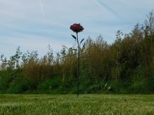 Large Metal Rose - Garden Stick - Pink