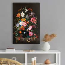 Schilderij Stilleven - Bloemen op Vaas - 90 x 60 cm