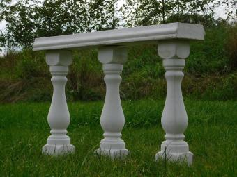 Set of 3 Baluster Posts with Window – For Balcony or Garden – Stone – 60 cm