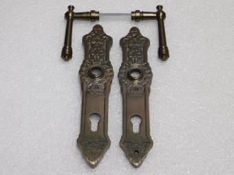 Montel Door Hardware Set – Handles + Plates PZ 92 – Dark Patinated Brass