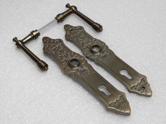 Montel Door Hardware Set – Handles + Plates PZ 92 – Dark Patinated Brass
