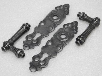 Türbeschlagset – Türgriffe Oxford + Türplatten Royale PC 92 – Gusseisen, verzinkt