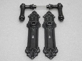 Door Hardware Set - Oxford Handles + Heritage BB 72 Door Plates - Cast Iron, Galvanised