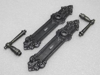 Door Hardware Set - York Handles + Heritage BB 72 Door Plates  - Cast Iron, Galvanised
