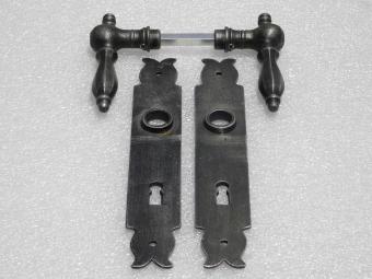 Door Hardware Set - Kensington Handles + Baron Door Plates BB 72 - Galvanised Cast Iron