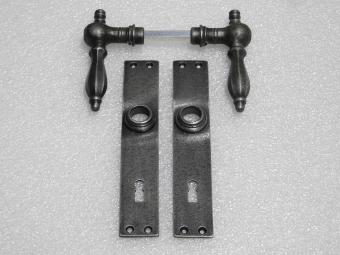 Door Hardware Set - Kensington Handles + Door Plates Blanco - Cast Iron Galvanized