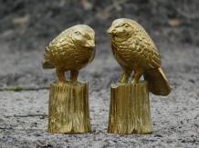 Satz Vögel auf Stamm - gold - alu