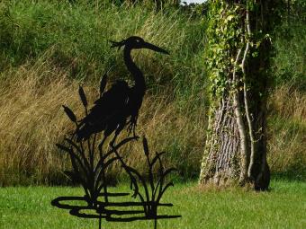 Garden Stick Heron Silhouette - 112 cm - Matt Black