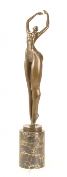 A bronze statue/sculpture of an artistic naked woman