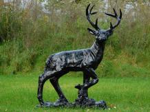 Standing Deer XL - Black - Polystone - 110 cm high