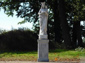 Tuinbeeld Maria met Kind op Sokkel - 130 cm - Klassieke Stenen Set