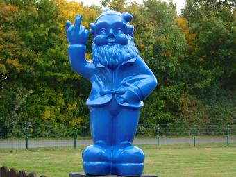 Garden gnome Middle finger XL - 80 cm - Blue