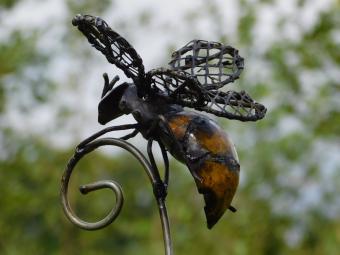 Garden stake Bee - 90 cm - Metal - Handmade