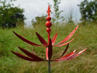 Gartenstecker Windspinner – 80 cm – Rot – Metall