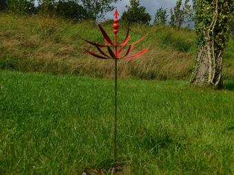 Gartenstecker Windspinner – 80 cm – Rot – Metall