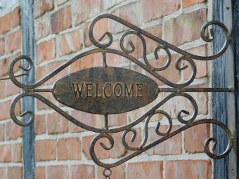 Sign Welcome with Bell - Metal