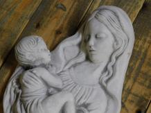 Woman with Child - Stone - White with Grey - Sculpture