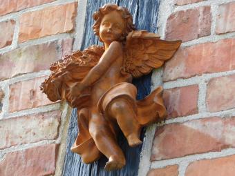 Wall Angel with Flowers - 30 cm - Cast Iron