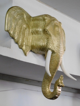 Elephant Head Wall Ornament XXL - 105 cm - Light Gold - Polystone