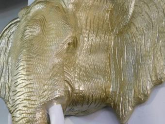Elephant Head Wall Ornament XXL - 105 cm - Light Gold - Polystone
