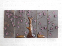 Prachtig fors wandornament metaal-5 luik, boom-metaal.
