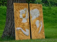 Set van 2 Wandplaten - Art Nouveau - MGO - Wandornament