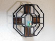 Wall rack Industrial XL - octagonal - mango wood and metal