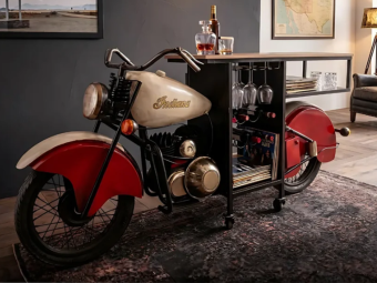 Vintage Motorcycle Bar Table / Wine Bar – Industrial Eye-Catcher – approx. 225 cm wide