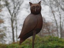 Statue owl - wise owl - metal in cast iron look, raw hand built