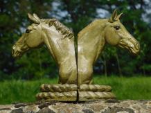 Set of 2 Horse Statues - olive green - bookends