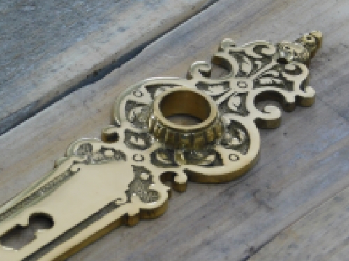 1 Long door plate Tilspit - polished brass, as an antique, room door lock suitable.