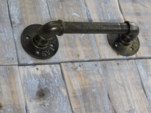 Beautiful industrial door handle, iron bronze antique, very nice.