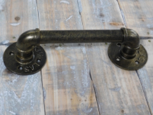 Beautiful industrial door handle, iron bronze antique, very nice.