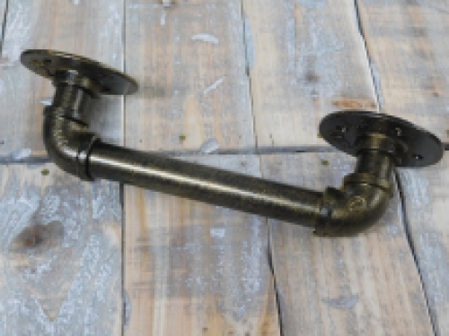 Beautiful industrial door handle, iron bronze antique, very nice.