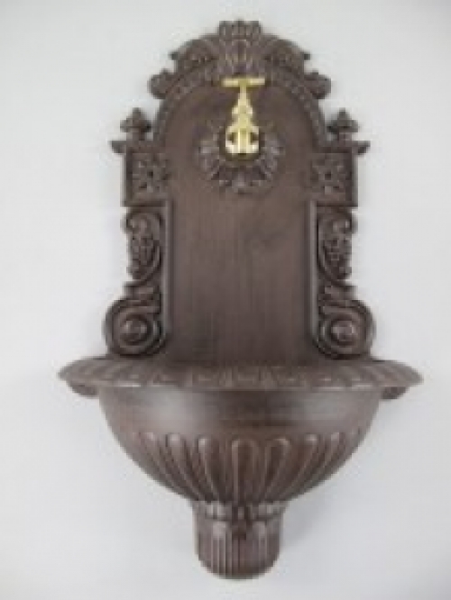 Beautiful wall fountain - cast iron look-alu-dark brown, 60 cm