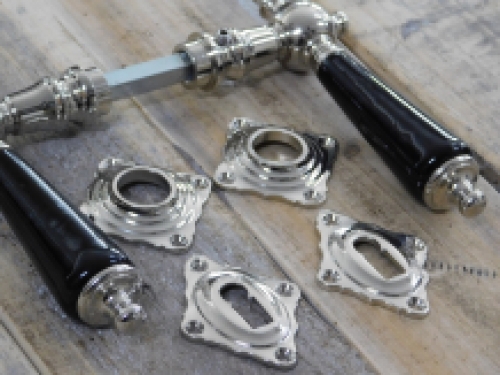 Türgarnitur für antike Türen, Nickel Keramik-Türknöpfe im Retro-Design, antik