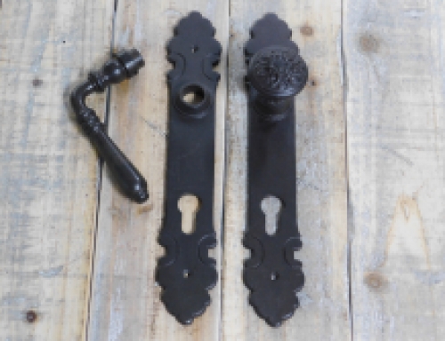 Türschloss-Set + langes Türschild + Türknauf + Falle - antikes Eisen, Schloss PZ92