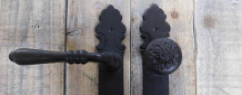 Zimmertürbeschlagset BB 72 - Türknopf + Griff retro antik Eisen dunkel braun für Innentüren